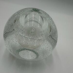 Vintage Murano art glass paperweight featuring controlled bubbles